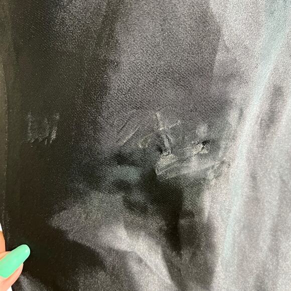 Vintage 80s Sabrina Satin Lingerie Nightie Slip Nightgown FLAW Black 36 Medium - Picture 5 of 6